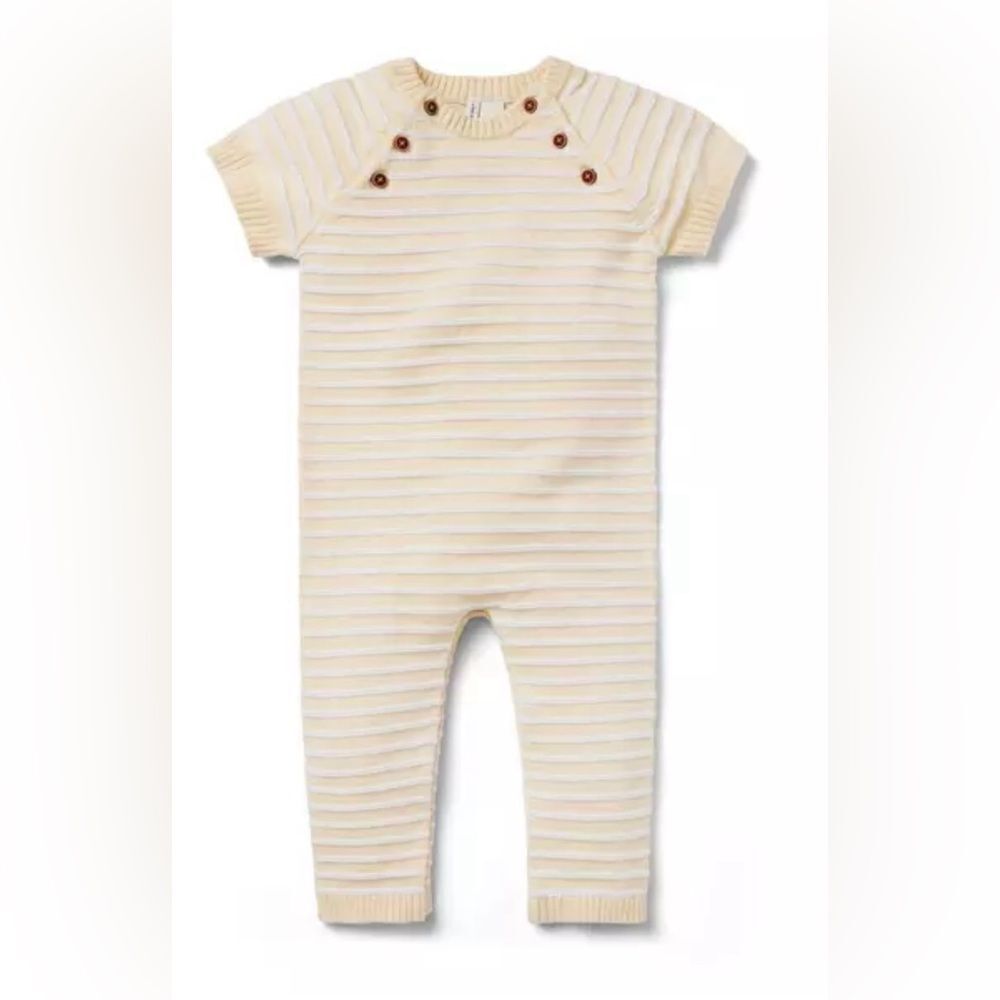 Jeanie and Jack Butter Yellow Baby Textured Striped One-Piece size 0-3 months